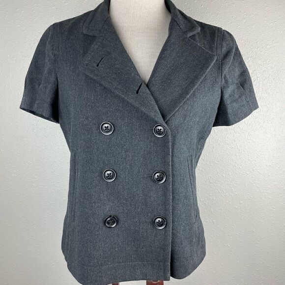 Gap Gray Double Breasted Short Sleeve Jacket Size M EUC - Picture 1 of 6